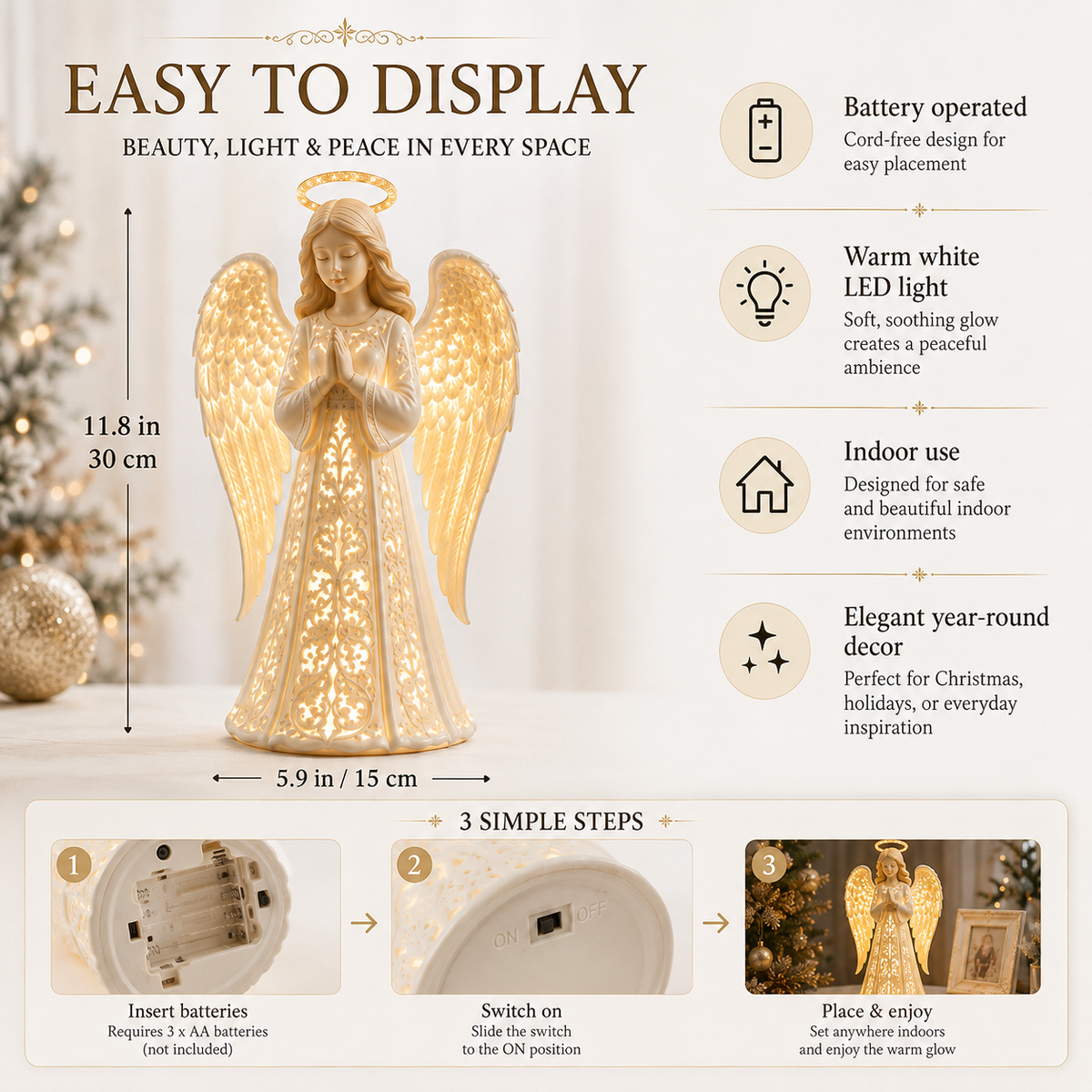 Sevair Deco Angel Christmas Guardian Light – A Symbol of Hope, Love & Protection