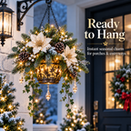 Sevair Deco Lighted Hanging Christmas Floral Decor