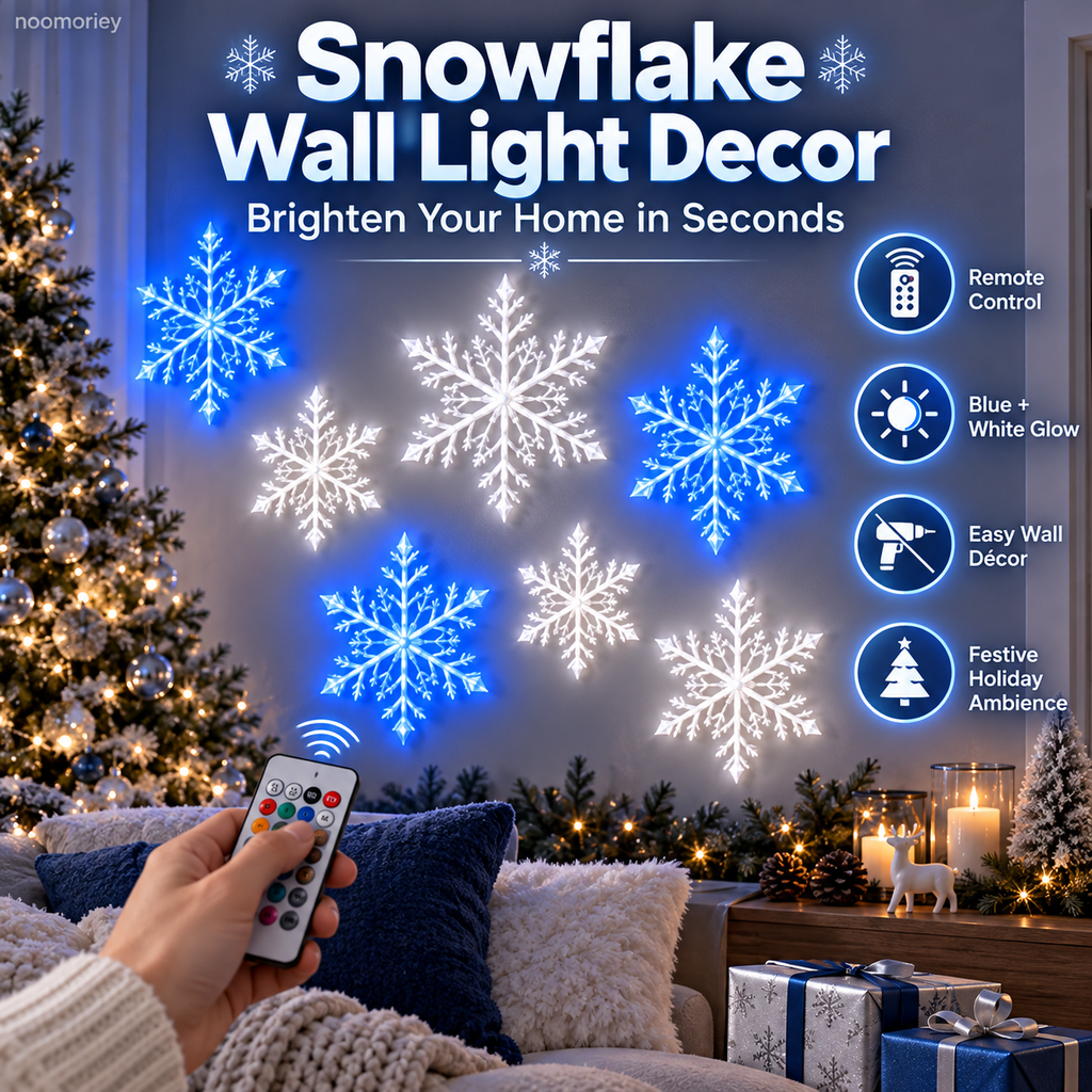 Sevair Deco 12 PCS LED Snowflake Wall Lights  – Blue & White Christmas Holiday Decor