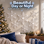 Sevair Deco 12 PCS LED Snowflake Wall Lights  – Blue & White Christmas Holiday Decor