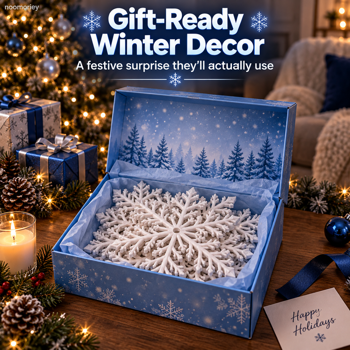 Sevair Deco 12 PCS LED Snowflake Wall Lights  – Blue & White Christmas Holiday Decor