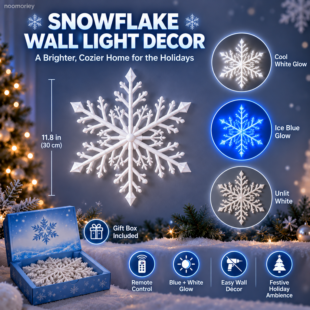 Sevair Deco 12 PCS LED Snowflake Wall Lights  – Blue & White Christmas Holiday Decor