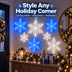 Sevair Deco 12 PCS LED Snowflake Wall Lights  – Blue & White Christmas Holiday Decor