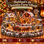 Sevair Deco Animated Highland Cow Christmas Village