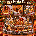 Sevair Deco Animated Highland Cow Christmas Village