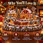 Sevair Deco Animated Highland Cow Christmas Village