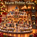 Sevair Deco Christmas Police Station Village – Warm LED Lights, Vintage Patrol Car & K9 Holiday Display
