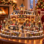 Sevair Deco Christmas Police Station Village – Warm LED Lights, Vintage Patrol Car & K9 Holiday Display