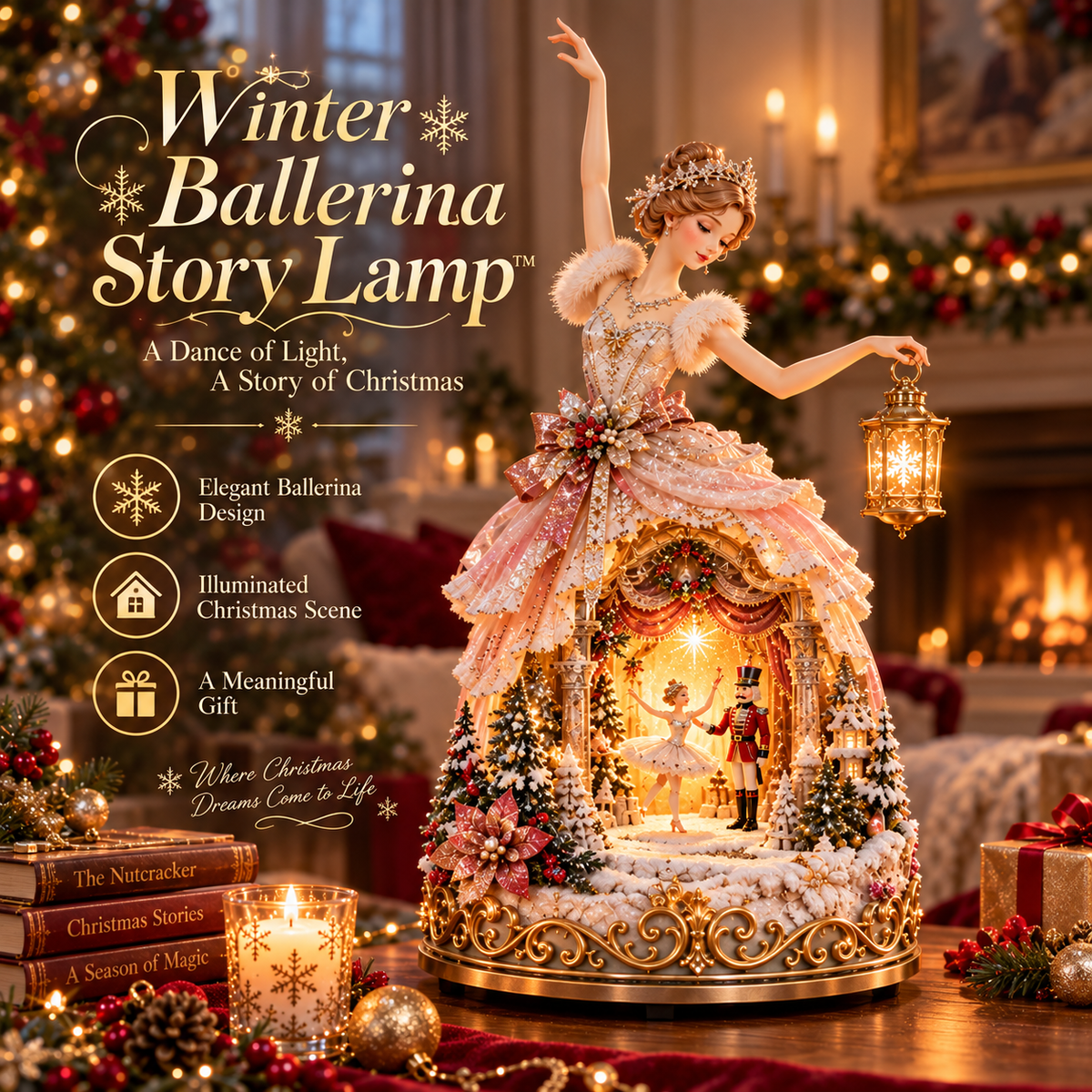 Sevair Deco Winter Ballerina Story Lamp