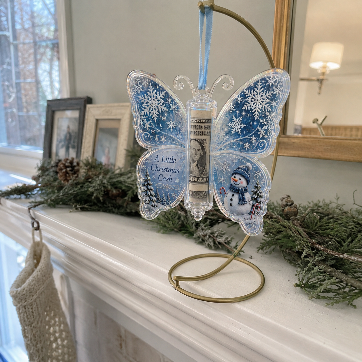 Sevair Deco Christmas Cash Gift Butterfly Ornament – Holiday Money Holder Keepsake
