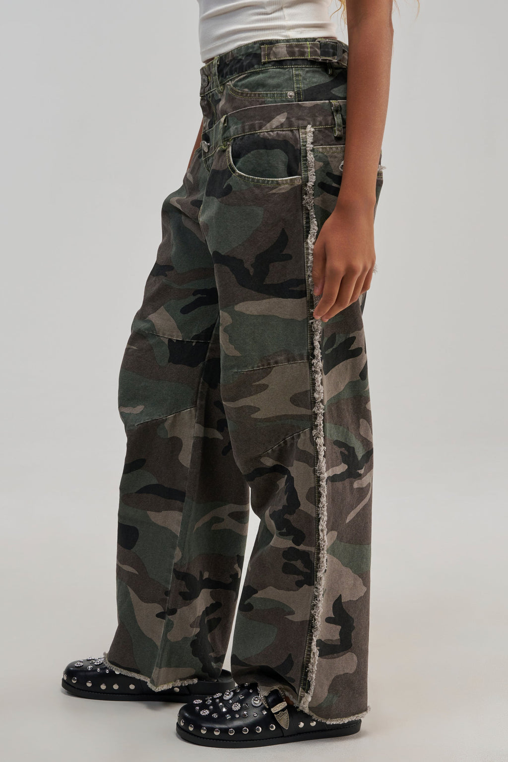 COOLEST ON THE BLOCK DOUBLE WAISTED CAMO PANT