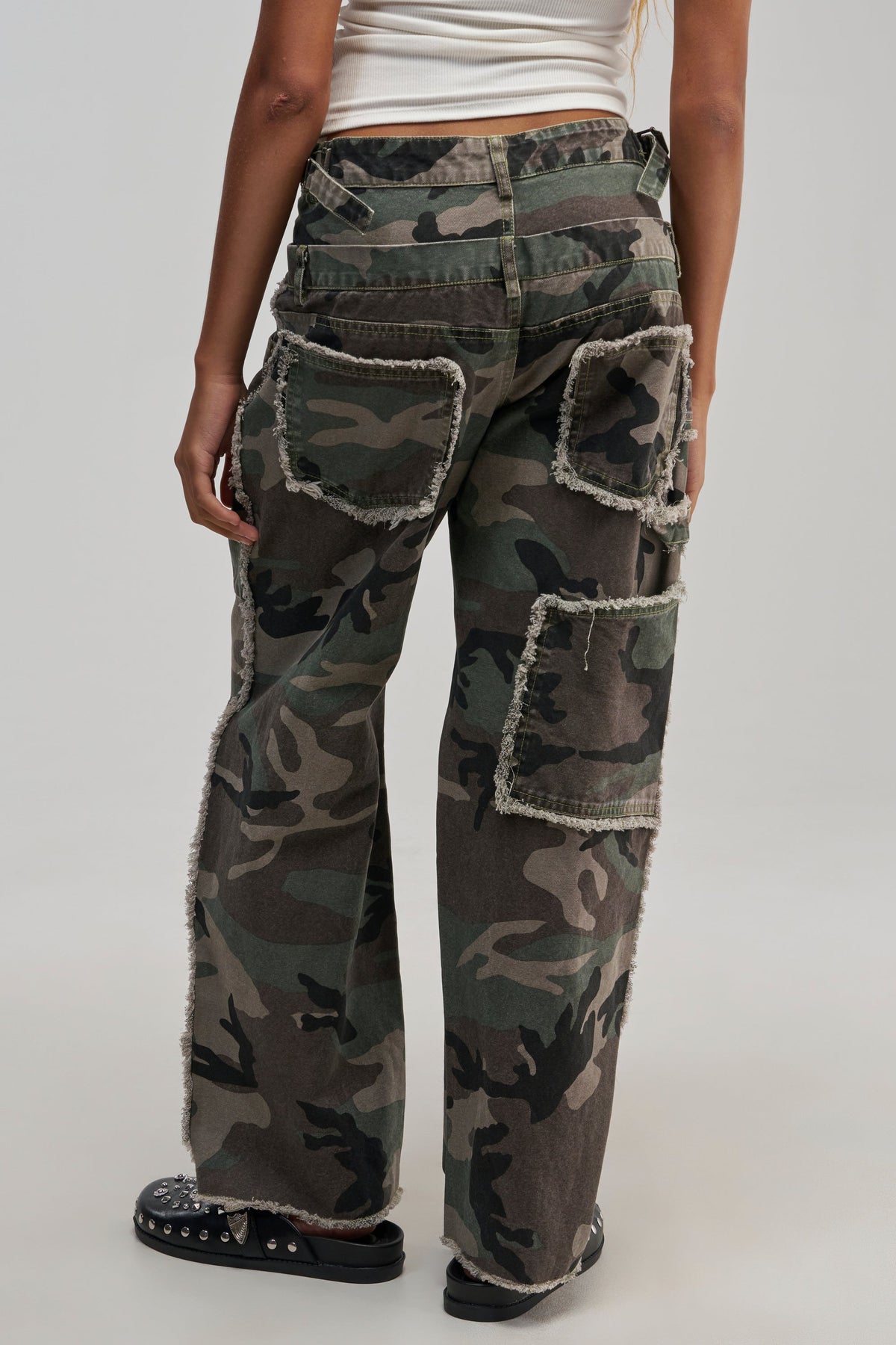 COOLEST ON THE BLOCK DOUBLE WAISTED CAMO PANT