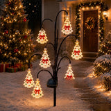 Bow-adorned Christmas tree lights