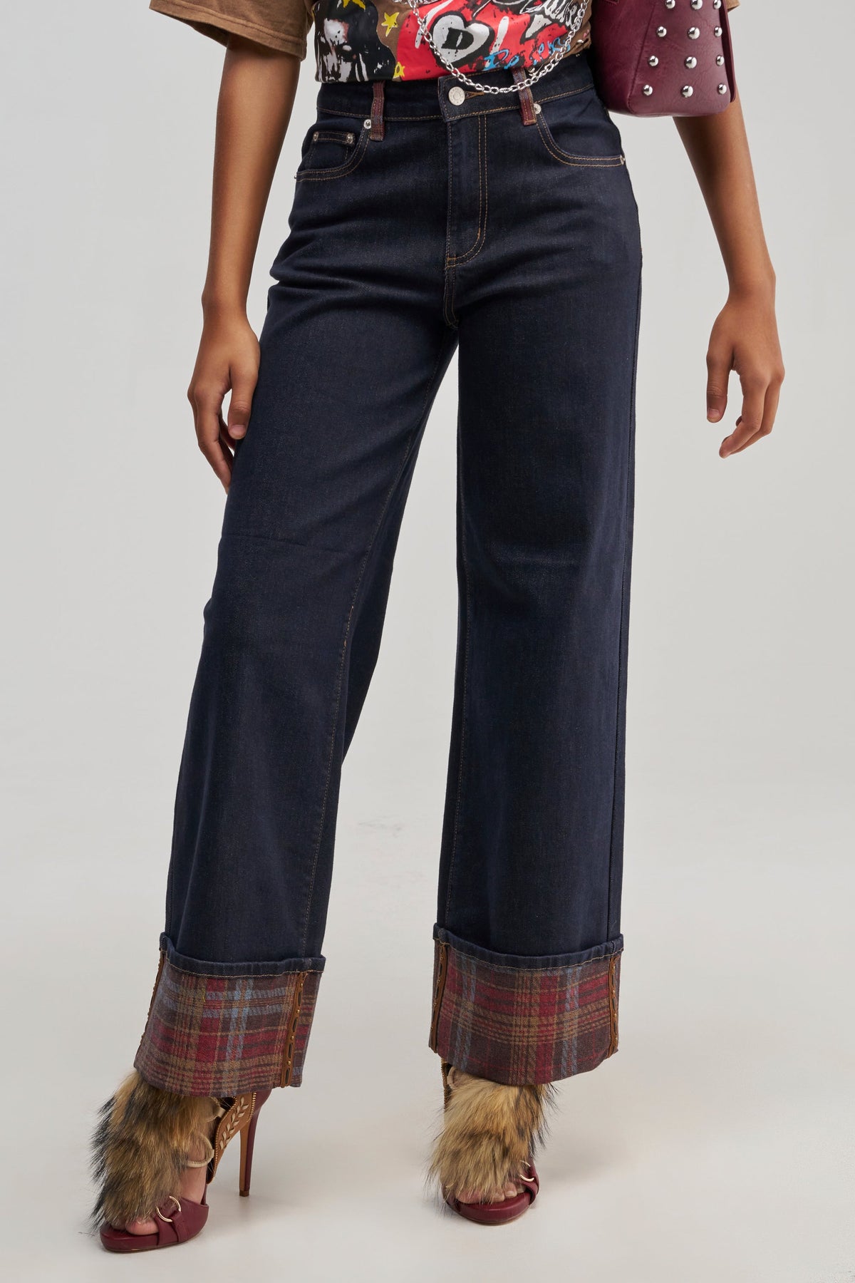 THE COOL PLAID JEANS STRAIGHT FIT