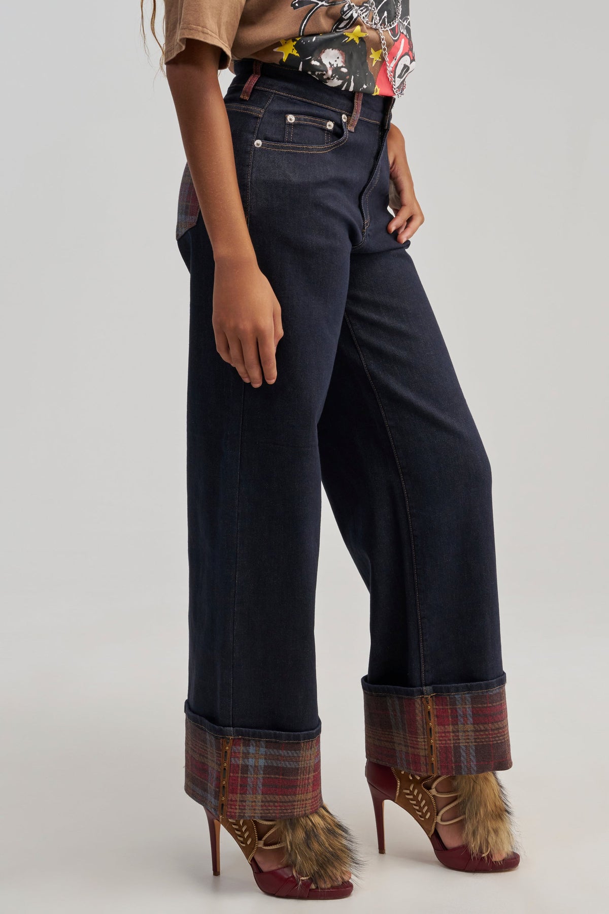 THE COOL PLAID JEANS STRAIGHT FIT