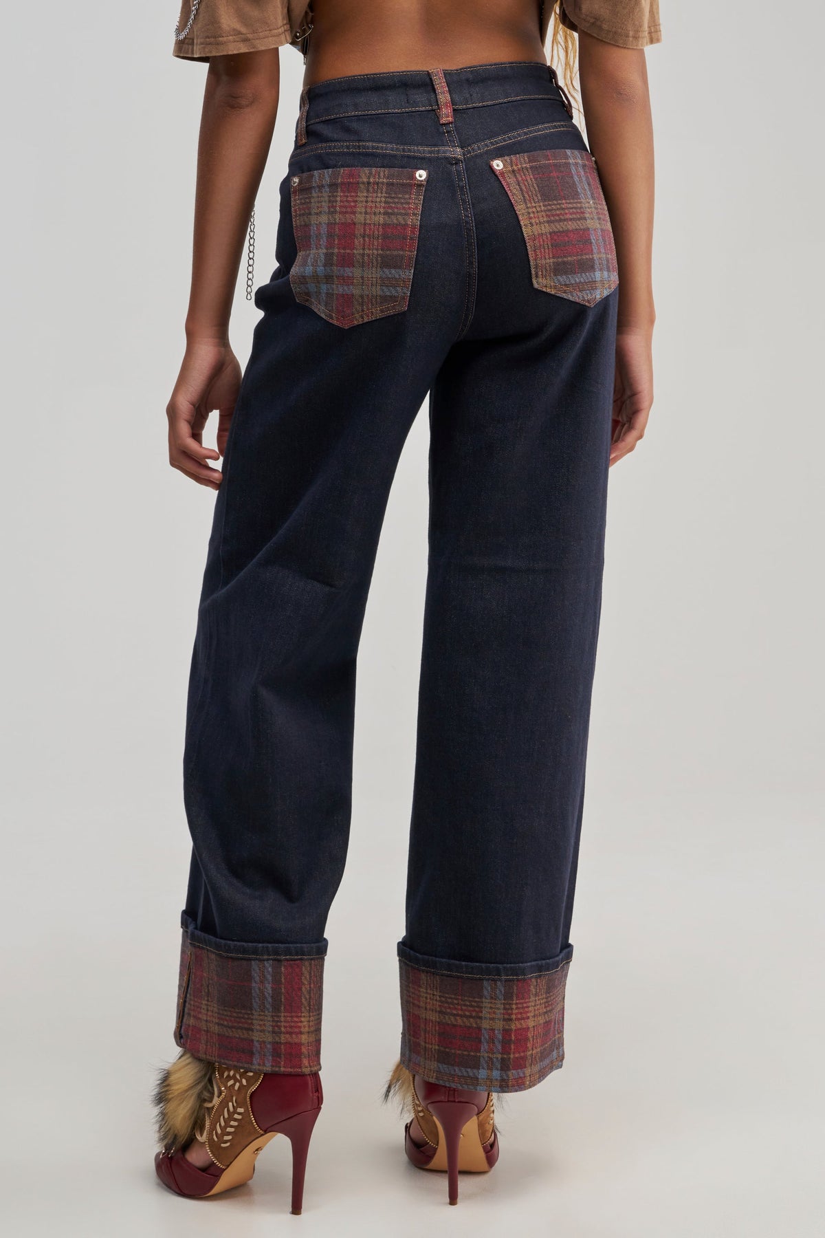 THE COOL PLAID JEANS STRAIGHT FIT