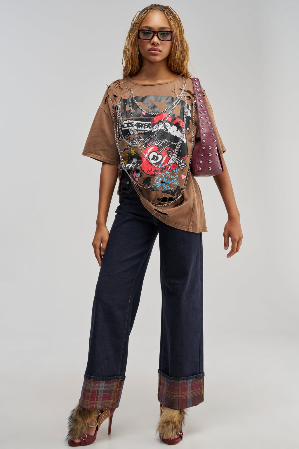 THE COOL PLAID JEANS STRAIGHT FIT