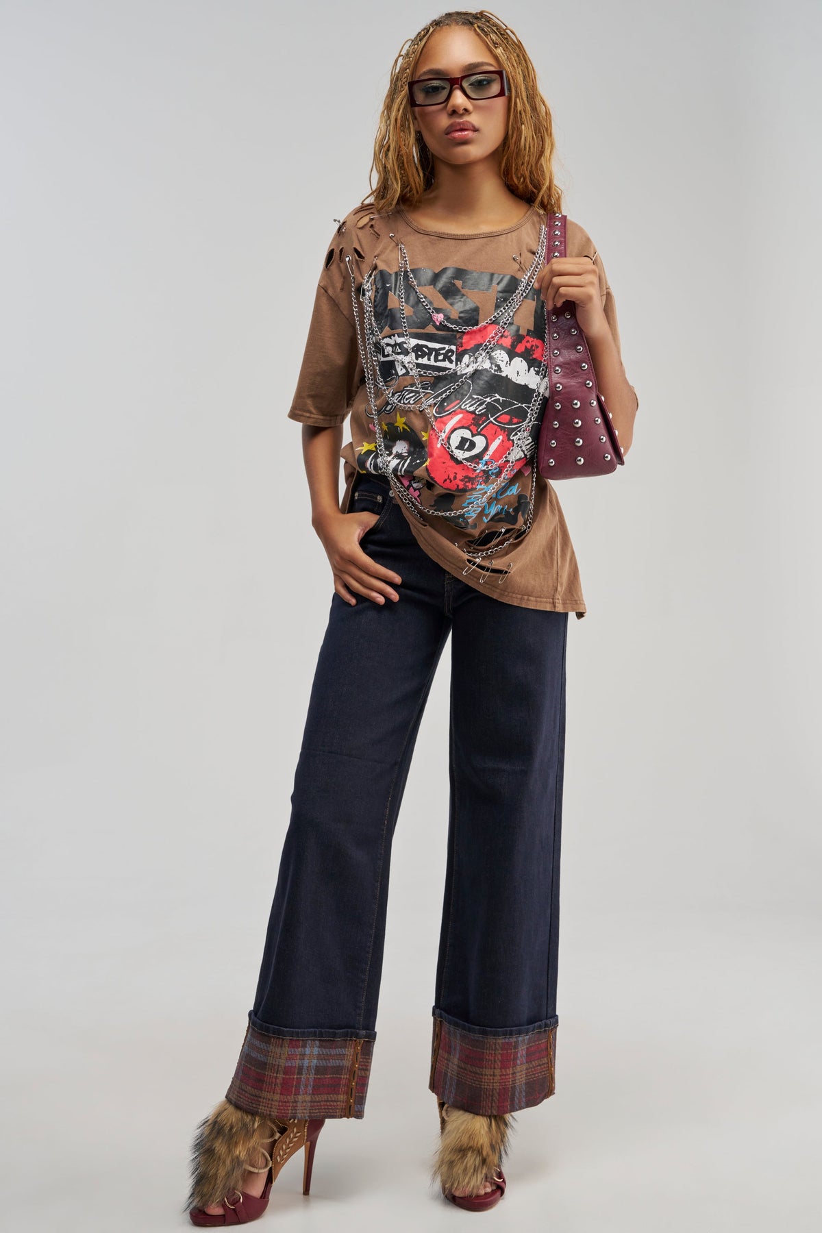 THE COOL PLAID JEANS STRAIGHT FIT
