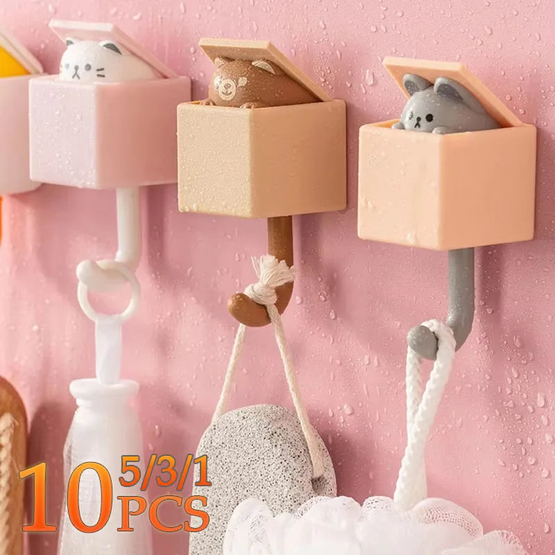 Peekaboo Cat Self-Adhesive Wall Hooks