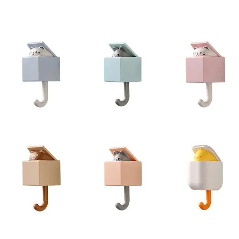 Peekaboo Cat Self-Adhesive Wall Hooks