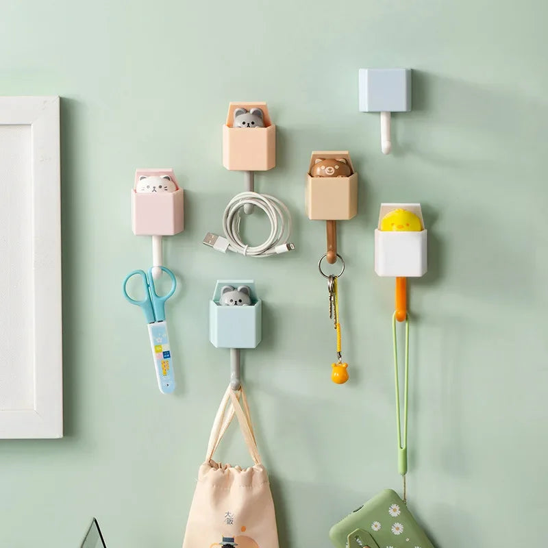 Peekaboo Cat Self-Adhesive Wall Hooks