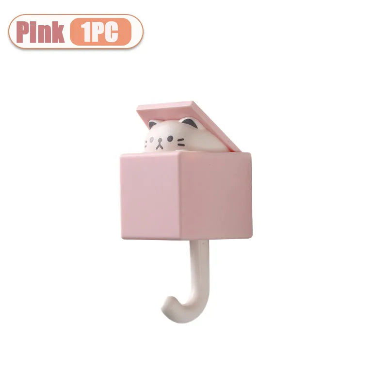Peekaboo Cat Self-Adhesive Wall Hooks