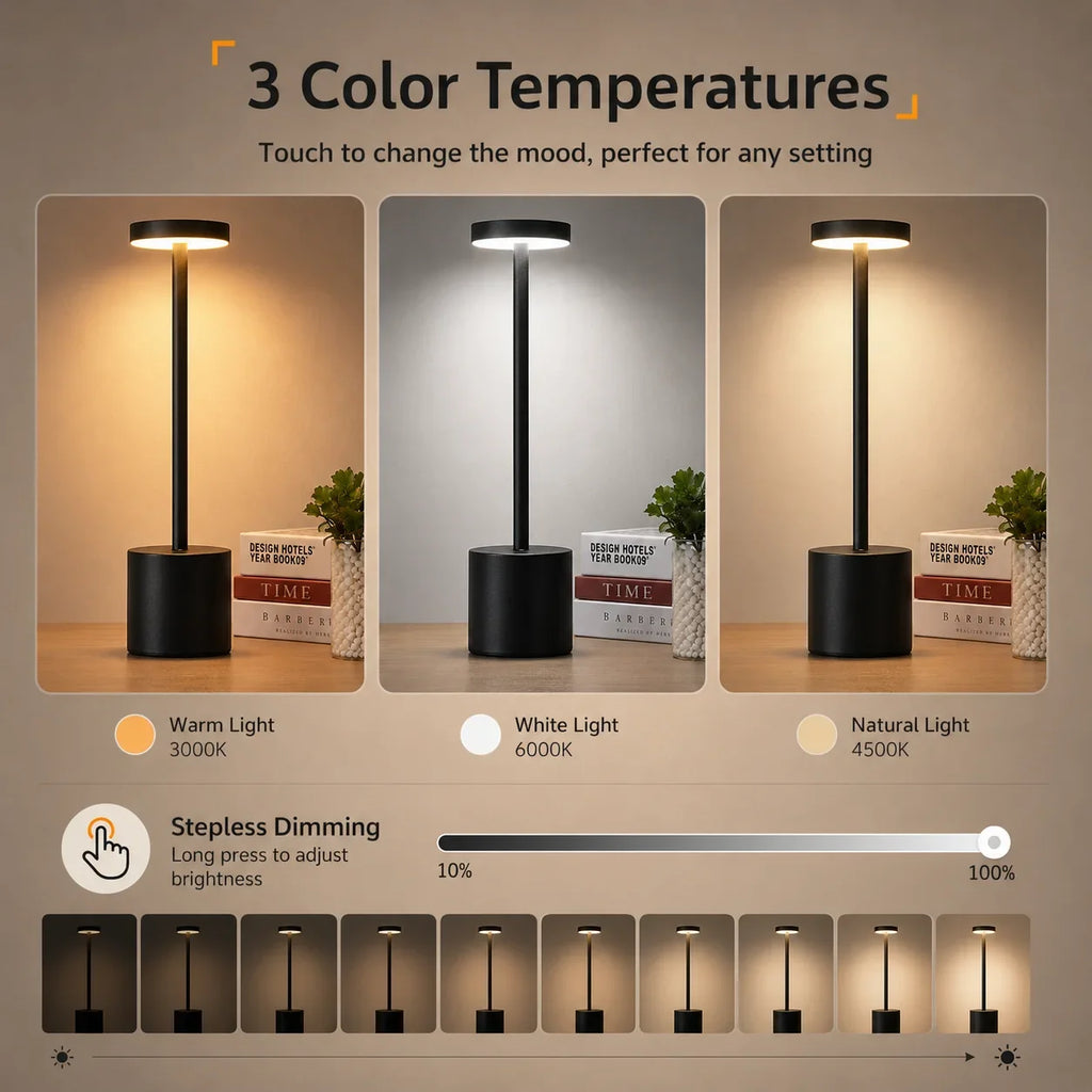 Rechargeable Cordless Touch Table Lamp