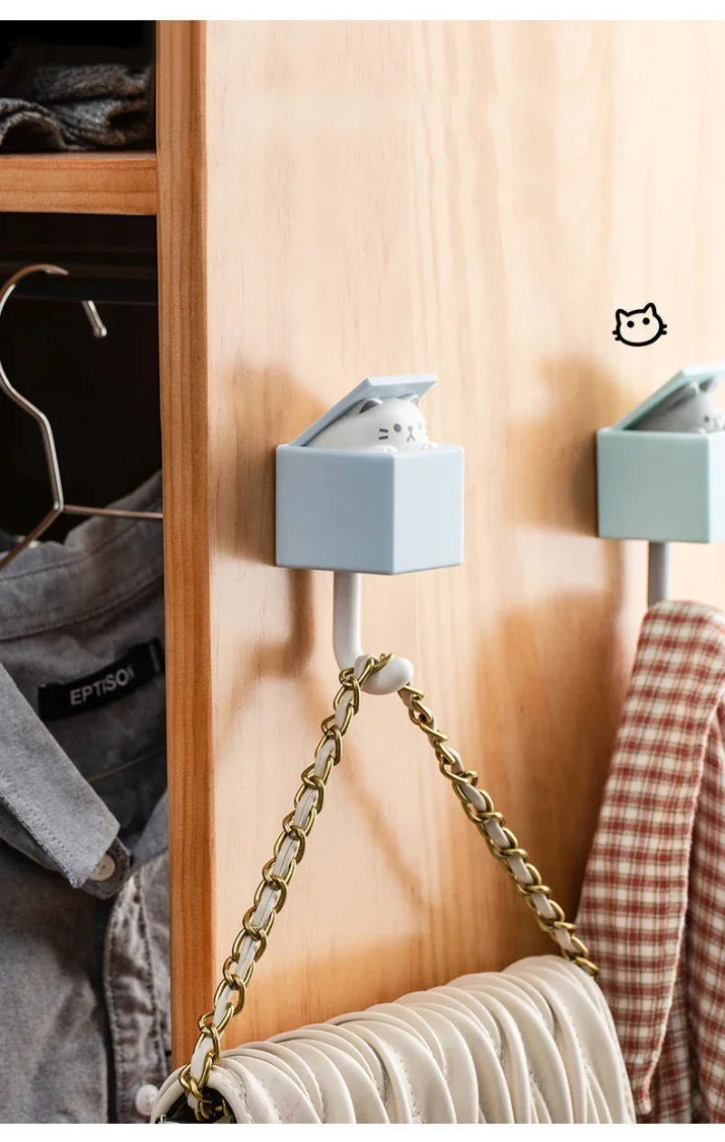 Peekaboo Cat Self-Adhesive Wall Hooks