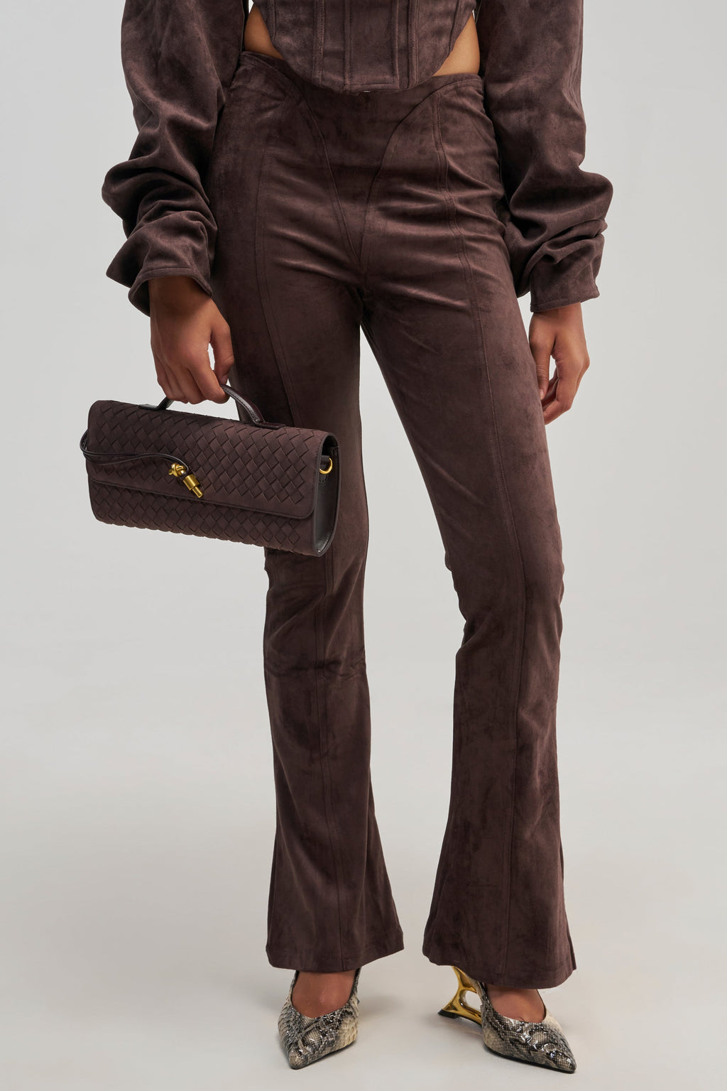 KAIA FAUX SUEDE FLARE LEGGING
