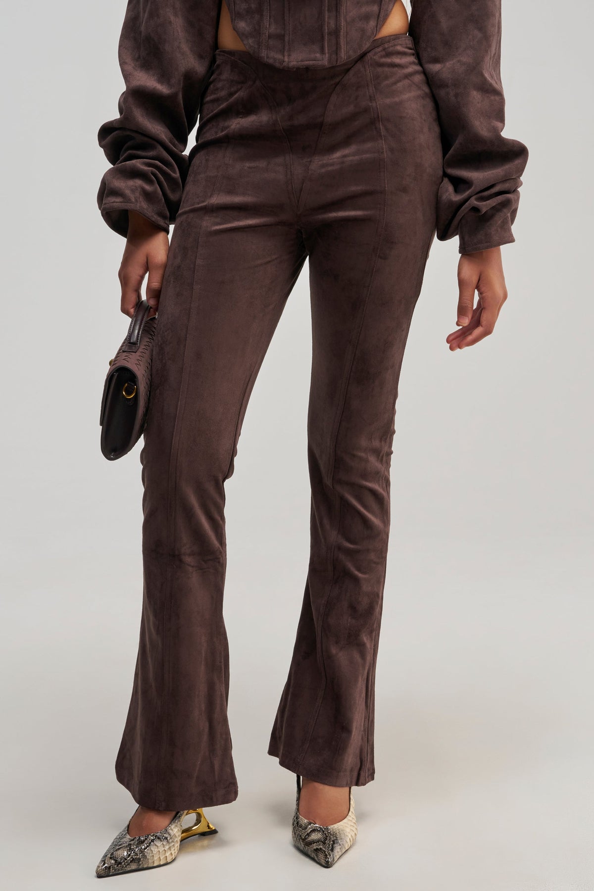 KAIA FAUX SUEDE FLARE LEGGING