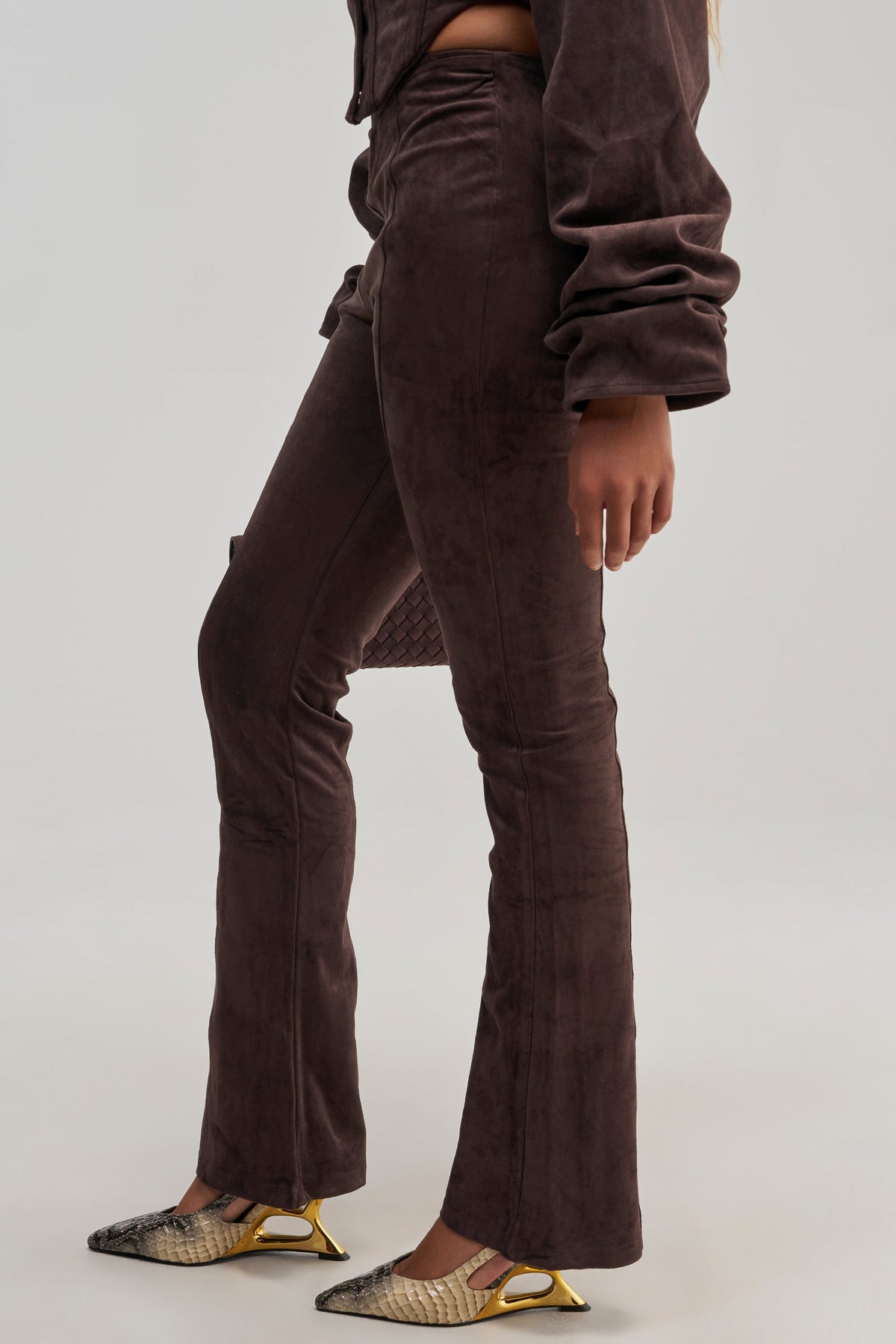 KAIA FAUX SUEDE FLARE LEGGING