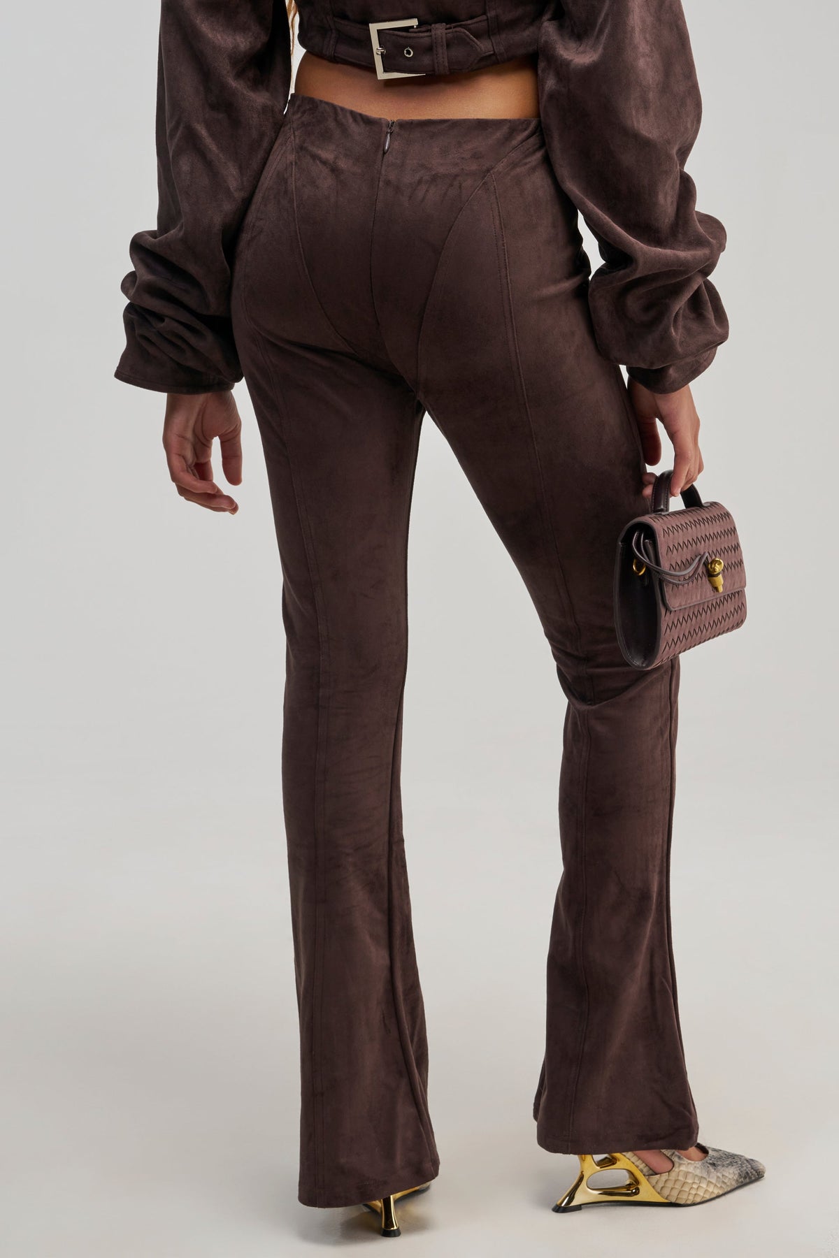 KAIA FAUX SUEDE FLARE LEGGING