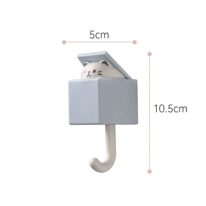 Peekaboo Cat Self-Adhesive Wall Hooks