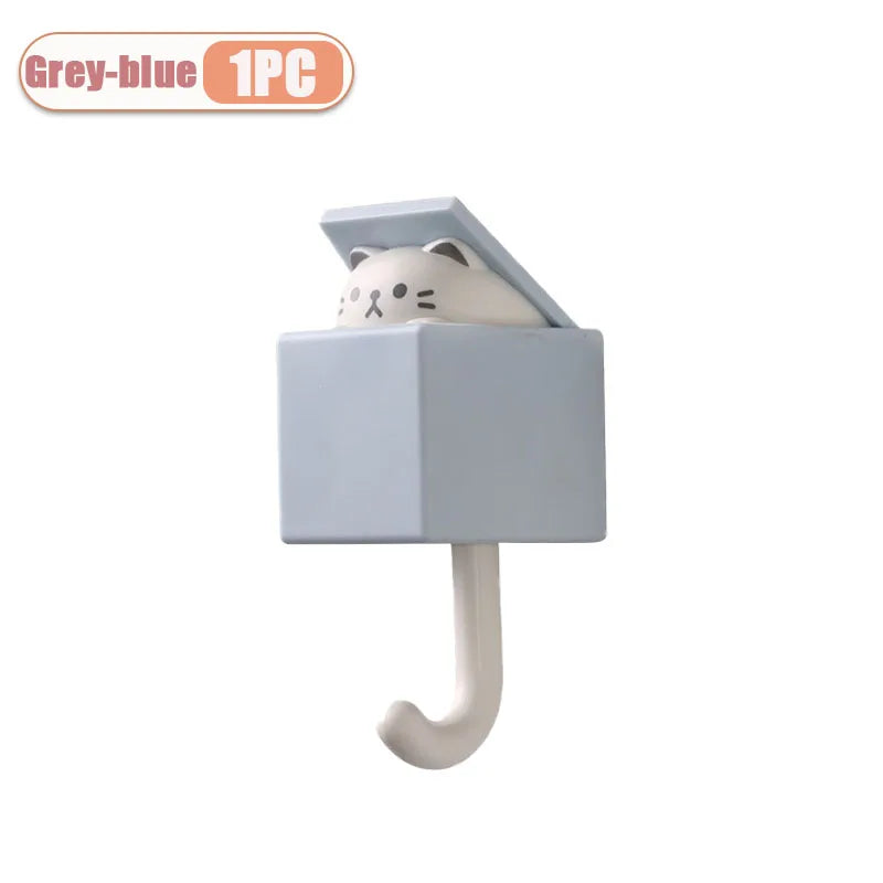 Peekaboo Cat Self-Adhesive Wall Hooks