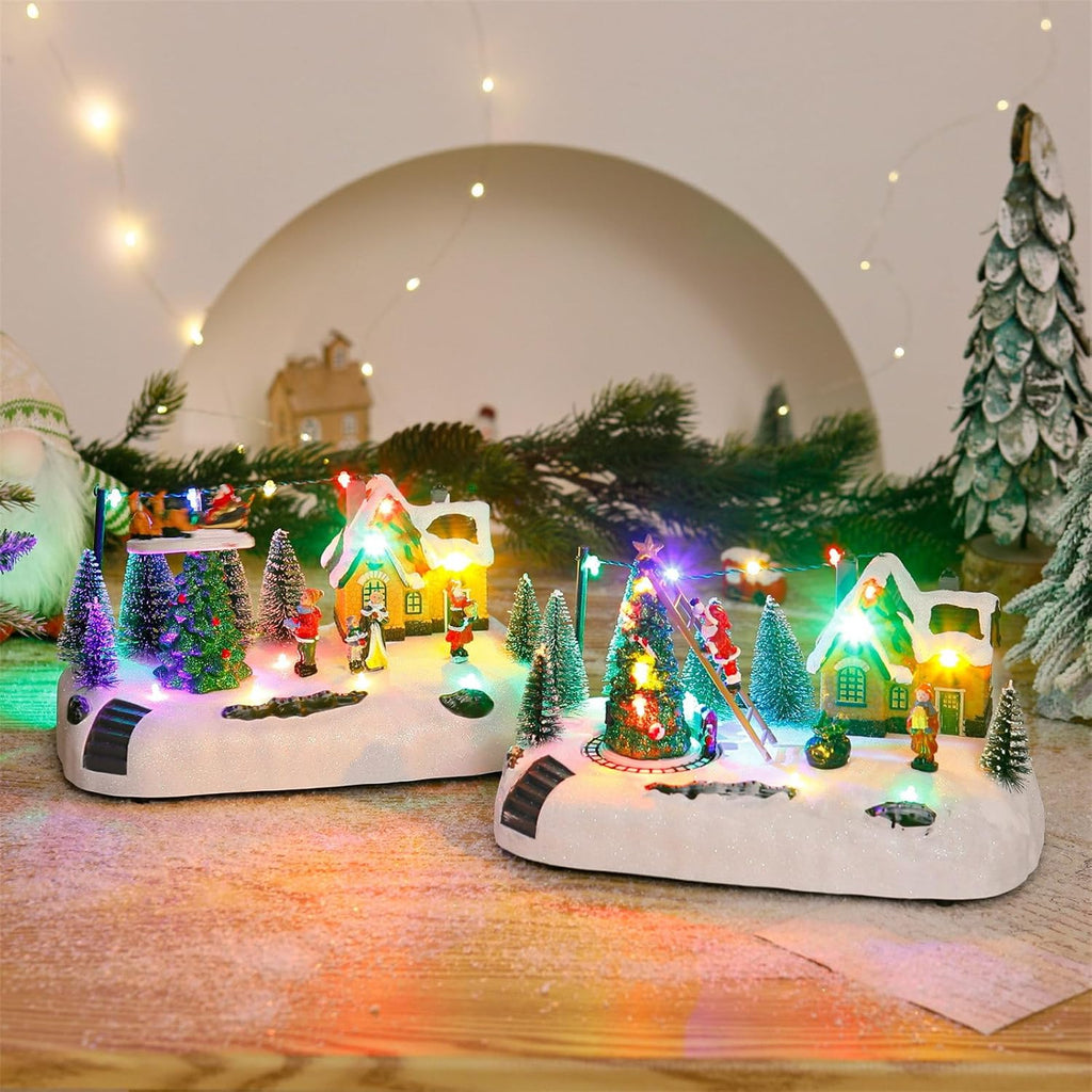 Sevair Deco Animated Santa Sleigh Village