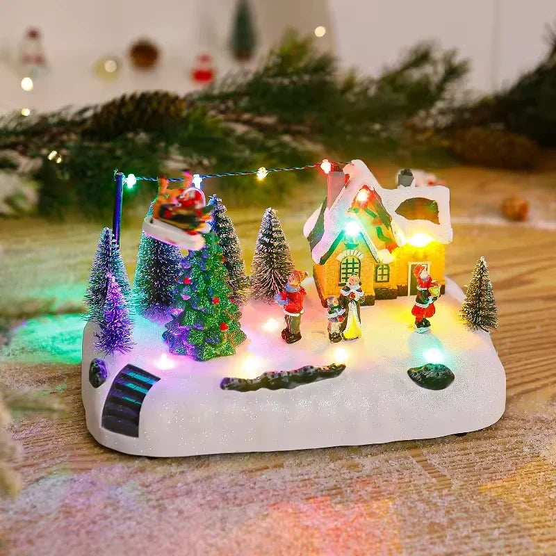 Sevair Deco Animated Santa Sleigh Village