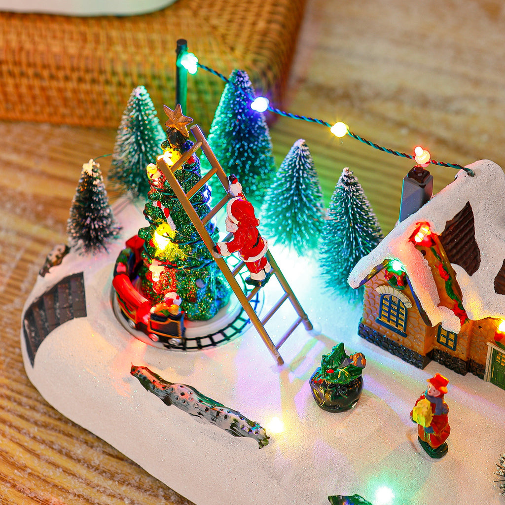 Sevair Deco Animated Santa Sleigh Village