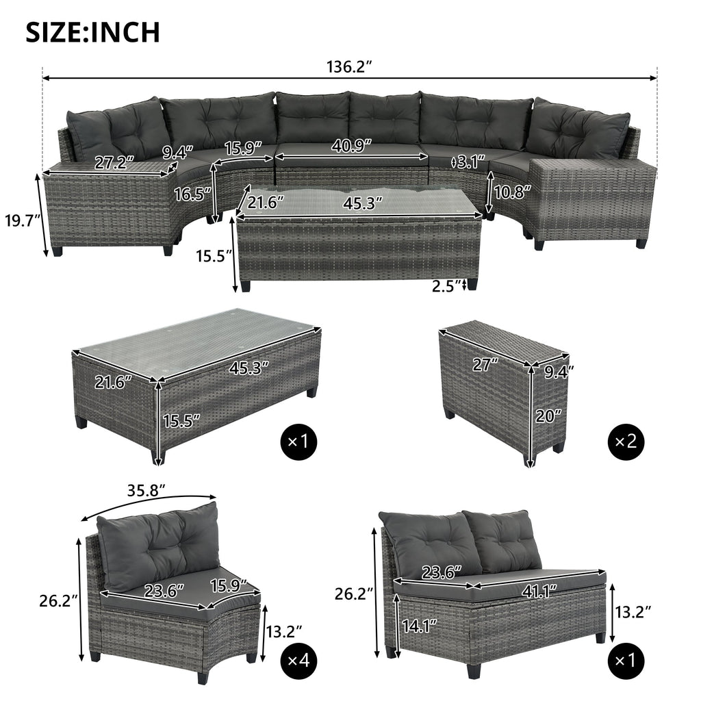 Sevair Deco Half-Moon Patio Set