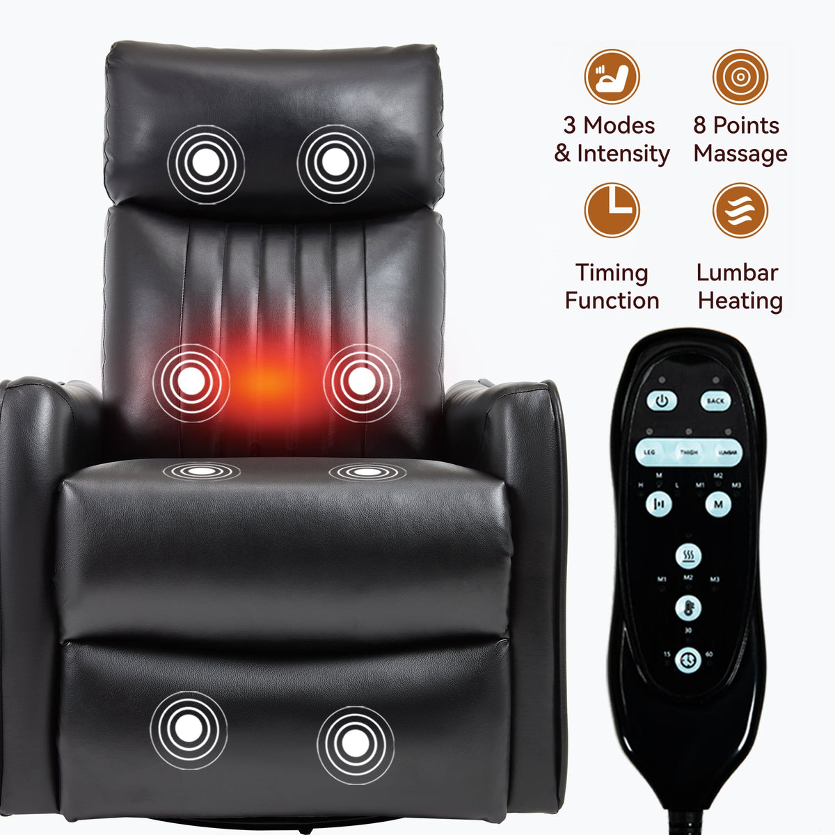 Sevair Deco Heated Massage Swivel Recliner