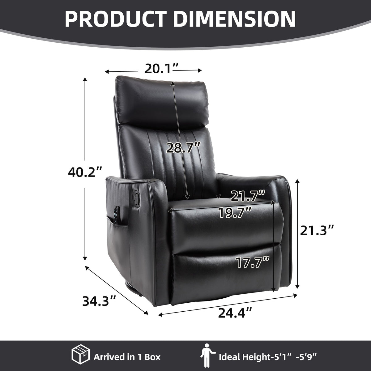 Sevair Deco Heated Massage Swivel Recliner