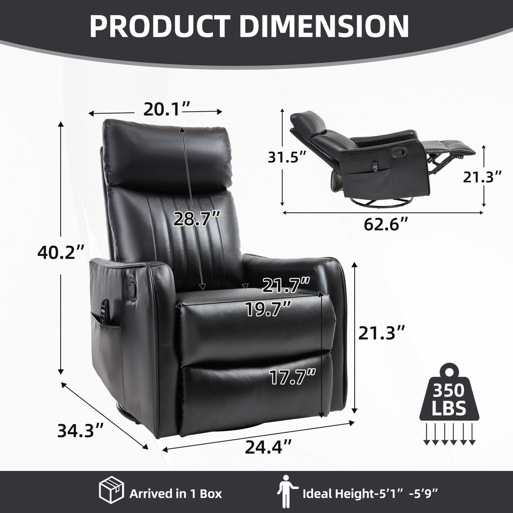 Sevair Deco Heated Massage Swivel Recliner