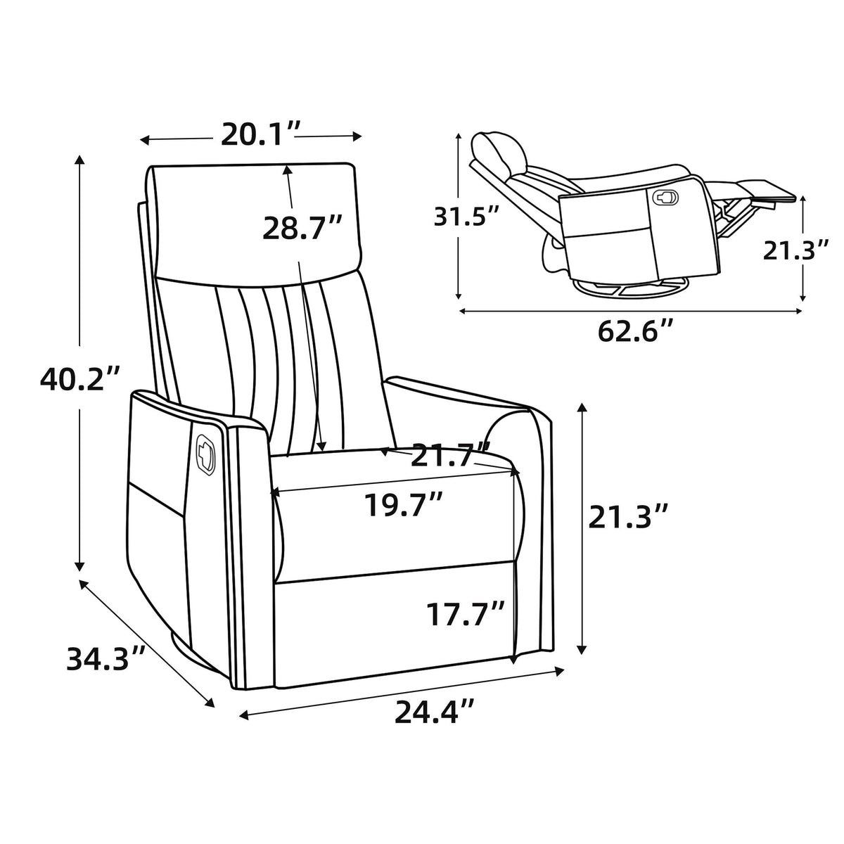 Sevair Deco Heated Massage Swivel Recliner