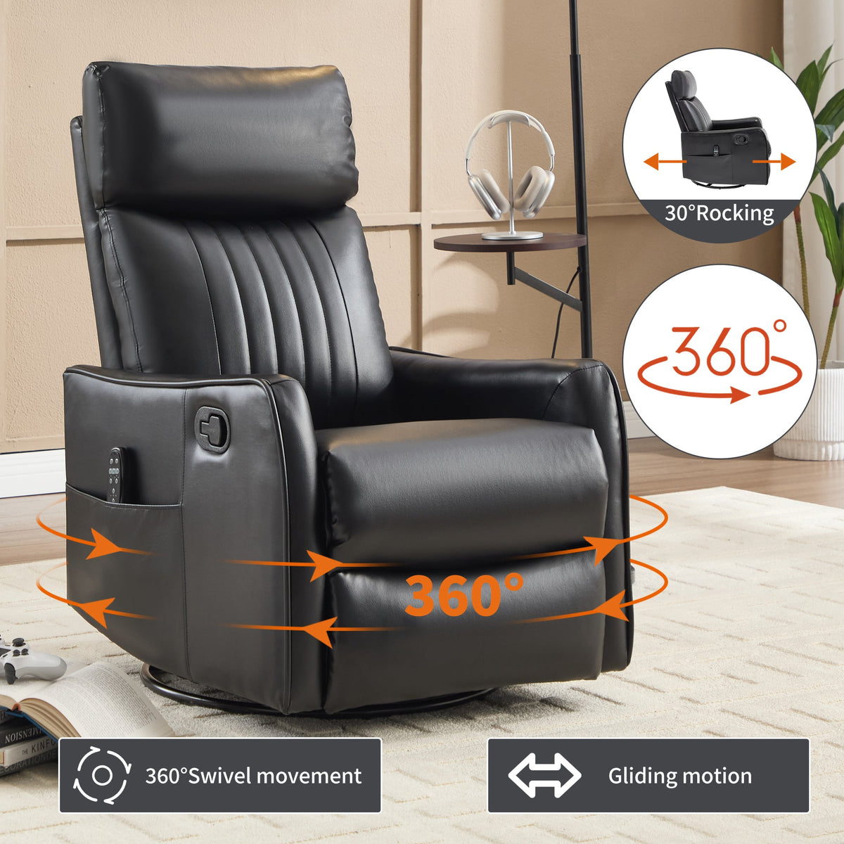 Sevair Deco Heated Massage Swivel Recliner