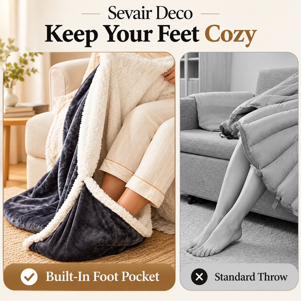 Sevair Deco Wearable Heated Blanket with Sleeves & Foot Pocket
