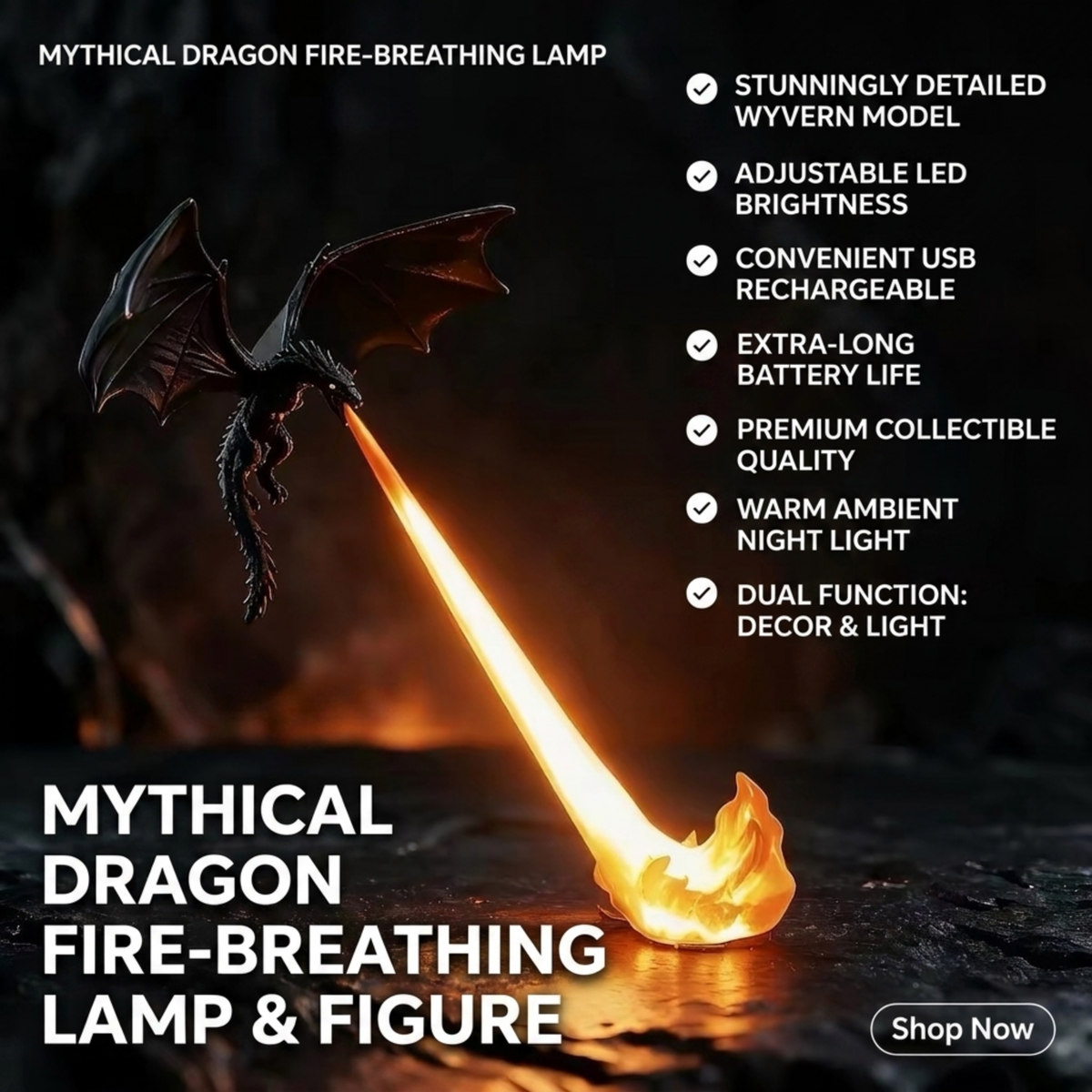 Sevair Deco - Dragon Breath Flame Night Light Decor
