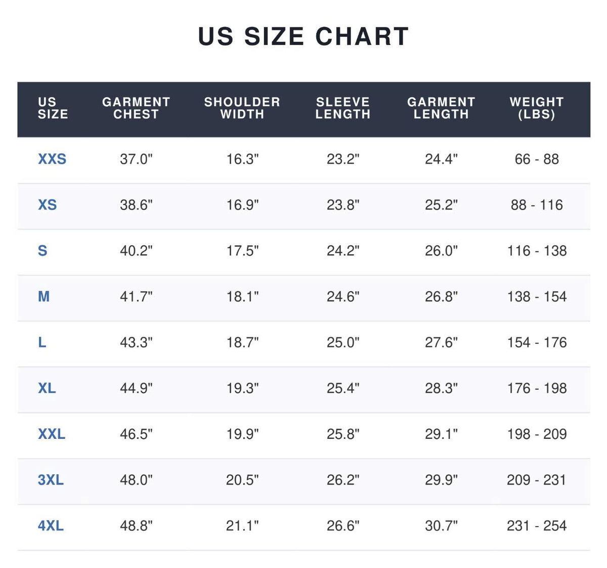 Size chart