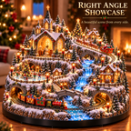 Sevair Deco Lighted Animated Christmas Village with Train, Reindeer Sleigh & Waterfall