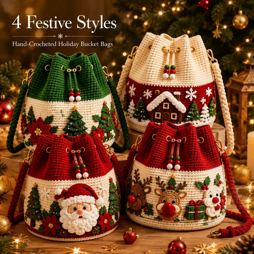 Sevair Deco Christmas Crochet Bucket Crossbody Bag