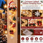 Sevair Deco Lighted Christmas Ribbon Hanging Door Decor
