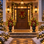 Sevair Deco 24-Inch Pre-Lit Artificial Christmas Evergreen Urn Filler with Berries, Pinecones & Vintage Bells
